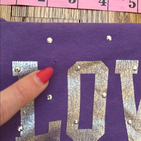 Black Yoga Pants with Purple Rhinestone Waistband - Picture 6 of 9